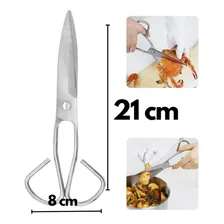 Tesoura Cozinha Reforçada Lâminas Largas 21cm Corte Preciso Cor Aço Inox Foto mini 4
