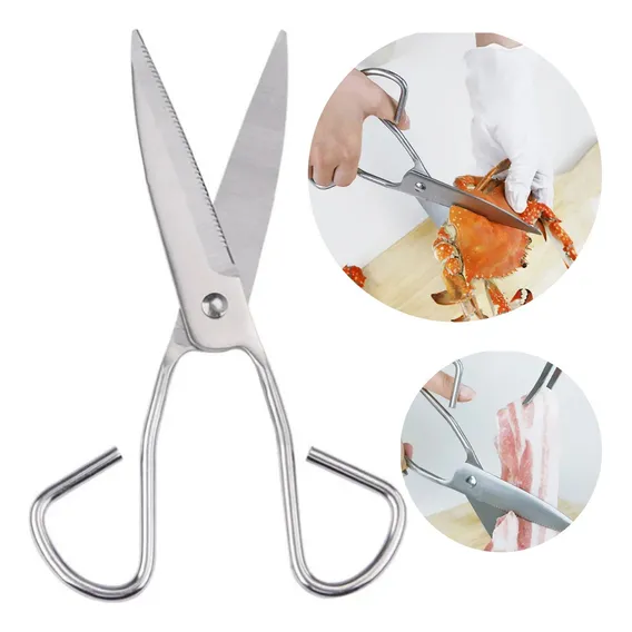 Tesoura Cozinha Reforçada Lâminas Largas 21cm Corte Preciso Cor Aço Inox Foto 1