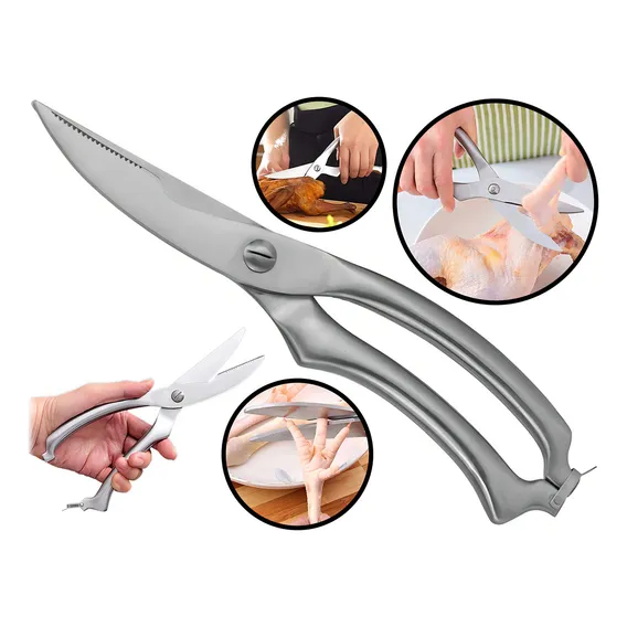 Tesoura Cozinha Trinchante Inox Profissional Frango Peixe Foto 1