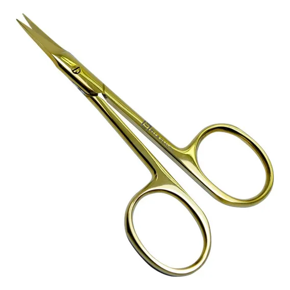 Tesoura Ella Beauty Tesourinha Sobrancelha Ponta Reta Gold Cor Dourado Foto 1
