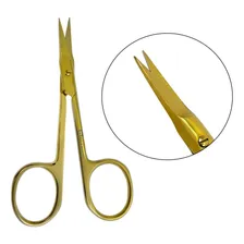 Tesoura Ella Beauty Tesourinha Sobrancelha Ponta Reta Gold Cor Dourado Foto mini 3
