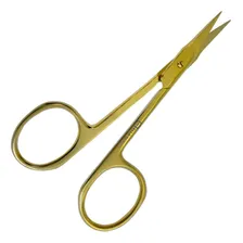 Tesoura Ella Beauty Tesourinha Sobrancelha Ponta Reta Gold Cor Dourado Foto mini 2