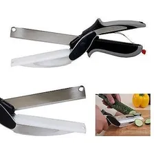 Tesoura Faca Fatiador Inox Legumes 2 Em 1 Frutas Legumes Etc Foto mini  3