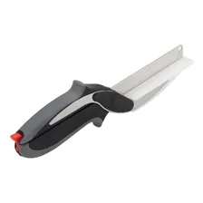 Tesoura Faca Fatiador Inox Legumes 2 Em 1 Frutas Legumes Etc Foto mini  2