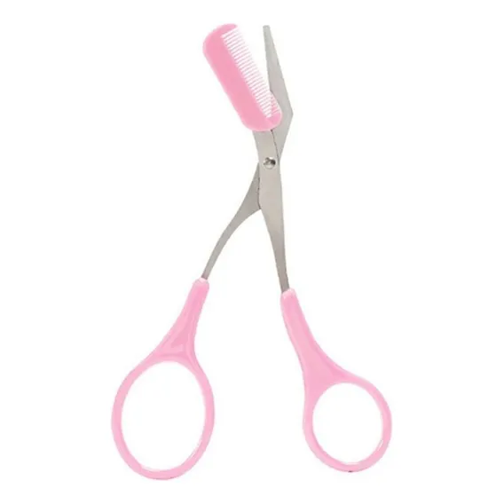 Tesoura Marco Boni Com Mini Pente Para Sobrancelha Cor Rosa Foto 1