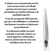 Tesoura Petshop Alta Qualidade Reta Dentada Aço Japonês 7,5 Foto mini 3