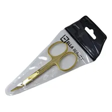 Tesoura Profissional Ella Beauty Para Sobrancelha Dourada Foto mini 3