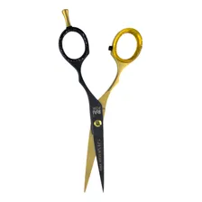 Tesoura Profissional Rai 5.5 Fio Laser Cabeleireiro Cor Dourada Com Preto Foto mini  3