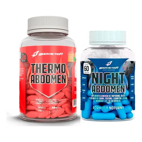 Thermo Abdomen - Diurno E Noturno - 180 Caps - Bodyaction Sabor Sem Sabor Foto 1