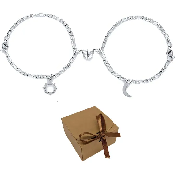 Things Nerd Pulseiras Magnéticas Casal Namorados Sol e Lua Kit Imã Amizade Dia dos Namorados Foto 1