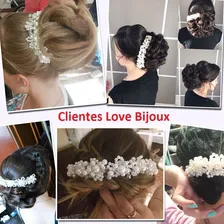 Tiara Arranjo Enfeite Cabelo Noiva Daminha Pérola Cor Prateado Foto mini 4