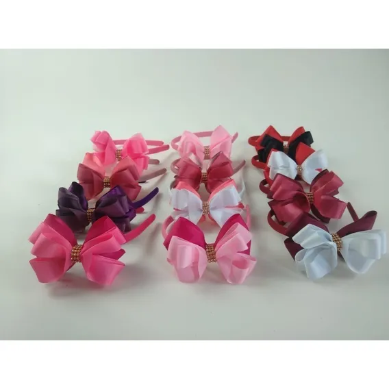 Tiara Com Laço Gorgurão Infantil/adulto Atacado 24 Peças Cor Vermelho Foto 1