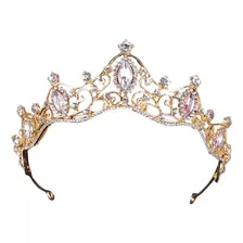 Tiara Coroa Cabelo Noiva Debutante Strass Luxo Princesa Cor Dourado Foto mini 3
