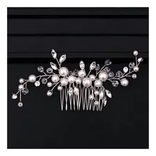 Tiara De Cabelo Prateada Pérolas Arranjo Noiva Madrinha Cor Prateado Foto mini 2