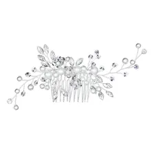 Tiara De Cabelo Prateada Pérolas Arranjo Noiva Madrinha Cor Prateado Foto mini 1