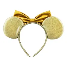 Tiara Dourada Orelhas Laço Minnie 20x25cm Foto mini  2