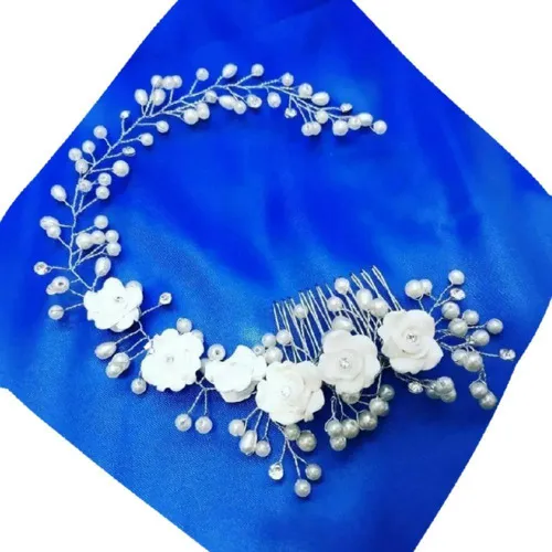 Tiara Enfeite Arranjo Cabelo Noiva Dama Perola Flor Strass Foto 1