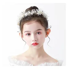 Tiara Head Band Daminha De Honra Infantil Casamento Cor Branco Foto mini  3