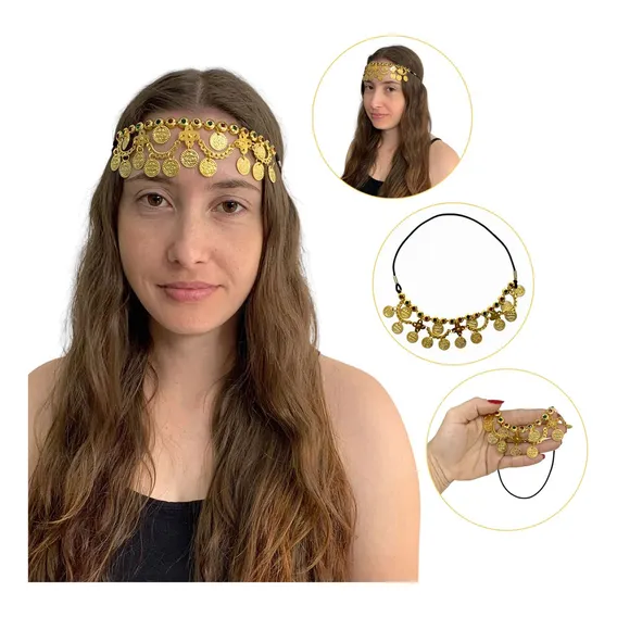 Tiara Headband Colar Cigana Odalisca Medalhas Festa Carnaval Foto 1
