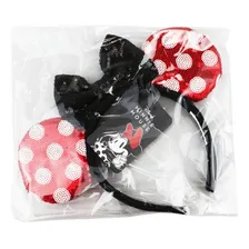 Tiara Laço Preto Orelhas Vermelho Branco Lantejoulas Minnie Foto mini 4