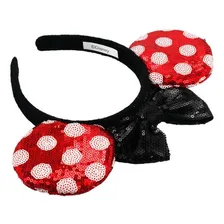 Tiara Laço Preto Orelhas Vermelho Branco Lantejoulas Minnie Foto mini 3