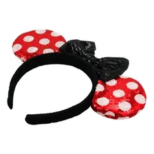 Tiara Laço Preto Orelhas Vermelho Branco Lantejoulas Minnie Foto mini 2
