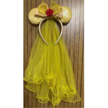 Tiara Minnie Princesas Da Disney Bela Com Véu Luxo Cor Amarelo Foto mini 4