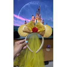 Tiara Minnie Princesas Da Disney Bela Com Véu Luxo Cor Amarelo Foto mini  2