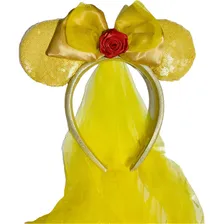 Tiara Minnie Princesas Da Disney Bela Com Véu Luxo Cor Amarelo Foto  mini 1
