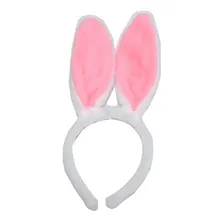 Tiara Orelhas De Coelho Em Pelúcia Branca Com Rosa Coelhinho Cor Rosa E Branco Foto  mini 1