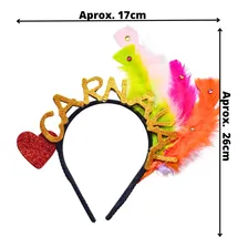 Tiara Para Carnaval Com Penas Coloridas Kit 2 Peças Cor Colorido Foto mini 4