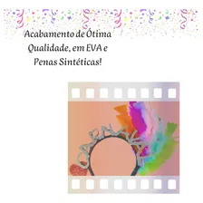 Tiara Para Carnaval Com Penas Coloridas Kit 2 Peças Cor Colorido Foto mini 3
