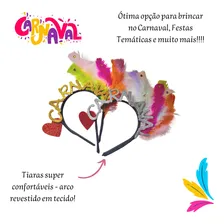 Tiara Para Carnaval Com Penas Coloridas Kit 2 Peças Cor Colorido Foto mini 2