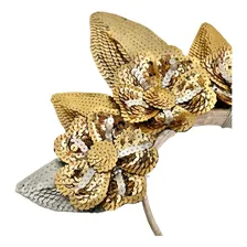 Tiara Personalizada Com Flores De Paetê Cor Dourado Foto mini  2
