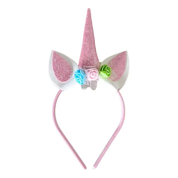 Tiara Unicorn menina fantasia tiara brinde do eva layout unic贸rnio - rosa-claro Foto 1