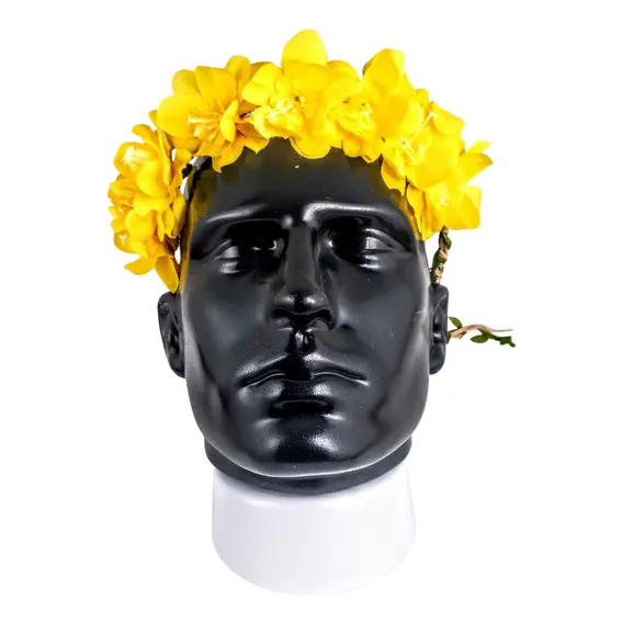 Tiaras Cabelo Guirlanda Hera Flor Headband Coroa Cor Amarelo Foto 1