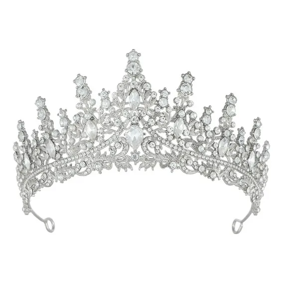Tiaras Da Moda Coroa Rainha, Tiara De Casamento Cor Prateada Foto 1