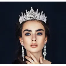 Tiaras Da Moda Coroa Rainha, Tiara De Casamento Cor Prateada Foto mini 2