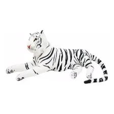 Tigre Branco Deitado Realista Em Pelúcia 70cm Foto  mini 1