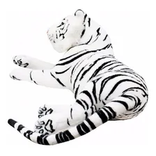 Tigre Branco Deitado Realista Em Pelúcia 70cm Foto mini  3