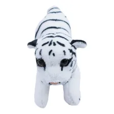 Tigre Branco Filhote Deitado Realista 25cm - PelĂșcia Cor Preto com Branco Foto mini 2