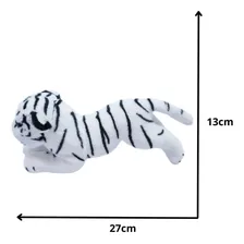Tigre Branco Filhote Deitado Realista 25cm - PelĂșcia Cor Preto com Branco Foto mini 3
