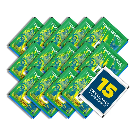 Time Brasil Olimpíadas Paris 2024:15 Envelopes=75 Figurinhas Foto 1
