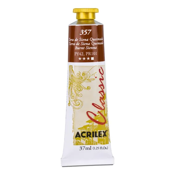 Tinta A Oleo 37ml Acrilex Sua Cor Óleo Terra De Siena Queimada 357 Foto 1