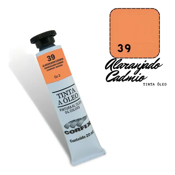 Tinta A Óleo Corfix 20ml Alaranjado Cádmio 39 G3 Foto 1