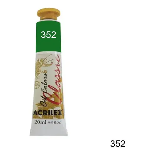 Tinta A Óleo Verde Permanente Claro 352 20ml Acrilex Foto 1