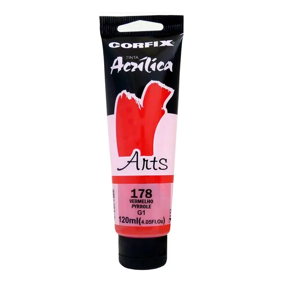 Tinta AcrÃlica Arts Corfix 120ml Cor Vermelho Pyrrole 178 G1 Foto 1