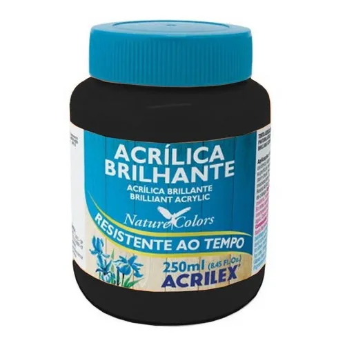 Tinta AcrÃlica Brilhante 250ml Preto 520 Acrilex Foto 1