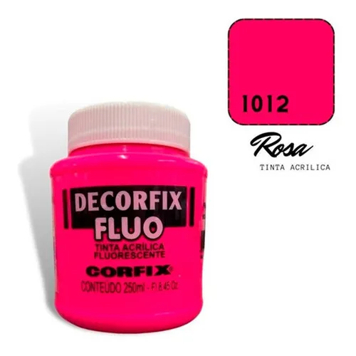 Tinta Acrilica Fluorescente Decorfix Fluo 250ml Cor Rosa Foto 1