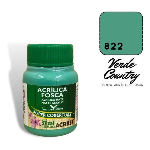 Tinta Acrilica Fosca Acrilex 37ml 822 Verde Country Foto 1